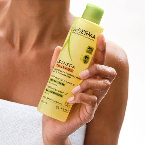 EXOMEGA CONTROL - Huile Lavante Émolliente Anti-Grattage - Visage et Corps - Peaux Sèches à Tendance Atopique, 200ml