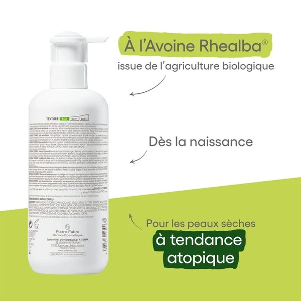 EXOMEGA CONTROL - Lait Émollient Anti-Grattage - Visage et Corps - Peaux Sèches à Tendance Atopique, 400ml