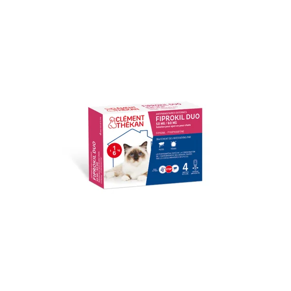 Fiprokil Duo 50mg/60mg Spot-On Chats - De 1 à 6kg, 4 Unités