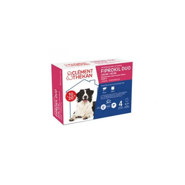 Fiprokil Duo Spot-On Antiparasitaires Externes 134mg/40mg - Pour Chiens de 10 à 20kg, 4 unités