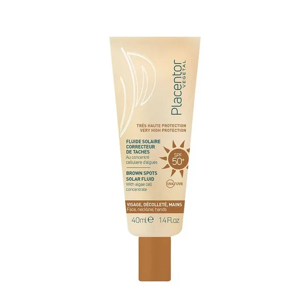 Fluide Solaire Correcteur de Taches SPF50+ - Visage, Décolleté et Mains - Tous Types de Peaux, 40ml
