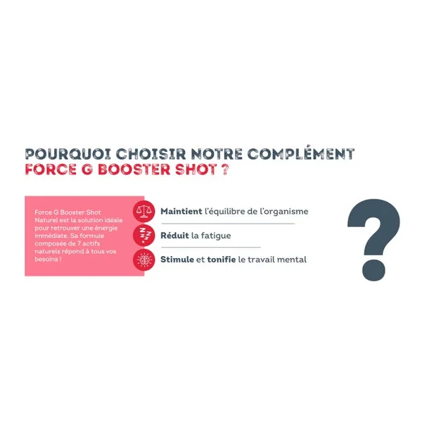 FORCE G - Booster Shot - Energie Immédiate, 15 Ampoules + 5 Offertes