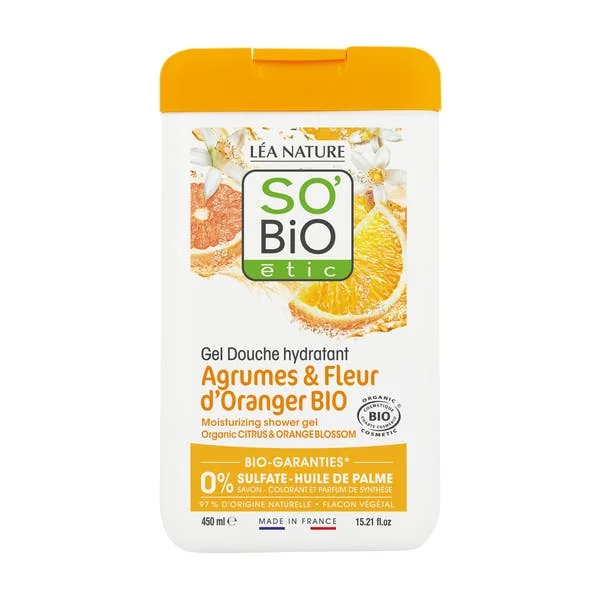 Gel douche hydratant¹, Agrumes et Fleurs d'Oranger Bio