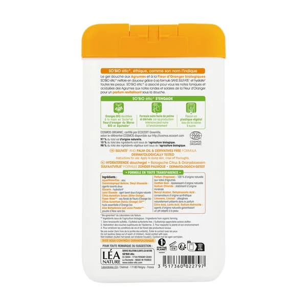 Gel douche hydratant¹, Agrumes et Fleurs d'Oranger Bio