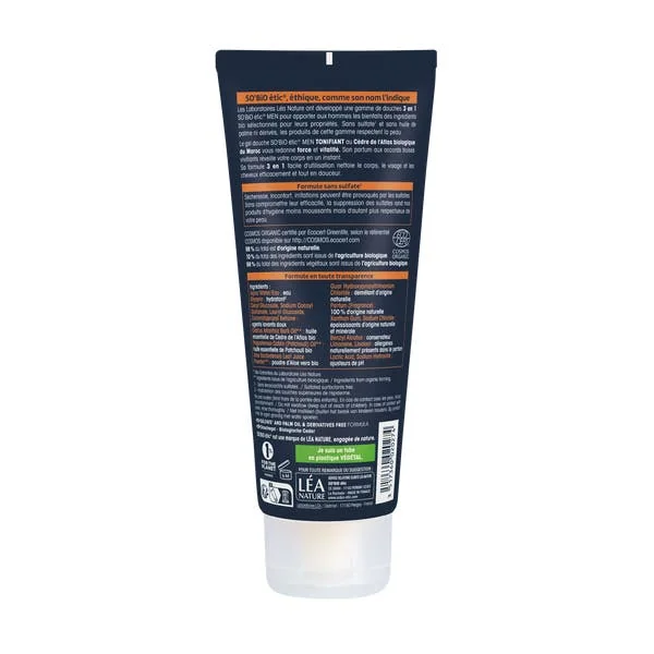 Gel douche Men 3 en 1 Cèdre Bio