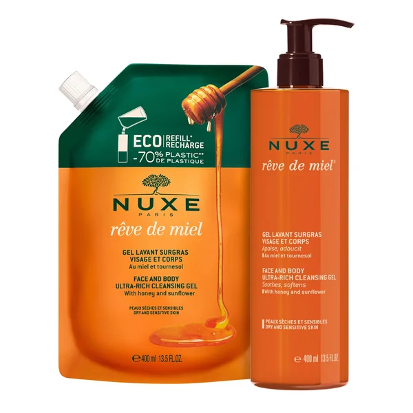 Gel lavant surgras visage et corps, Rêve de Miel® & sa recharge