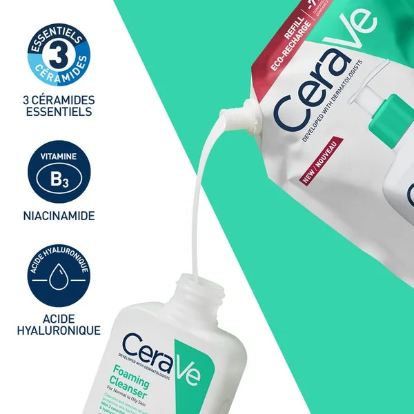Gel Moussant Eco-Recharge - Visage & Corps - Peaux Normales à Grasses, 473 ml
