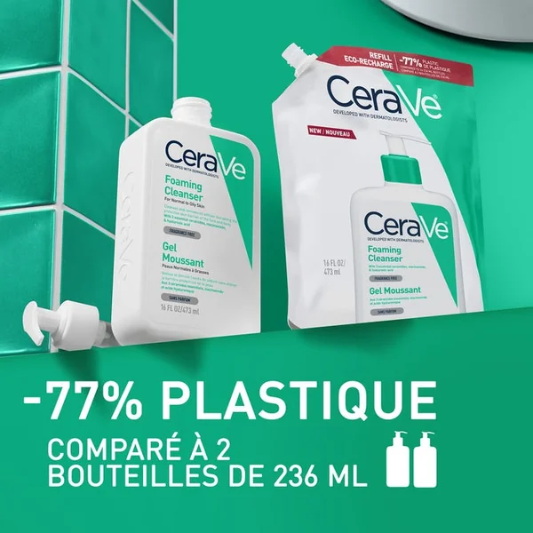 Gel Moussant Eco-Recharge - Visage & Corps - Peaux Normales à Grasses, 473 ml