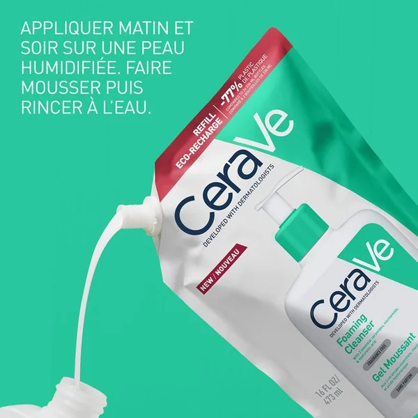 Gel Moussant Eco-Recharge - Visage & Corps - Peaux Normales à Grasses, 473 ml