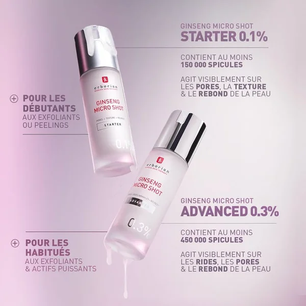 GINSENG MICRO SHOT 0.1% - Sérum Micro-Infusion Retexturant - Visage - Tous Types de Peaux, 30ml