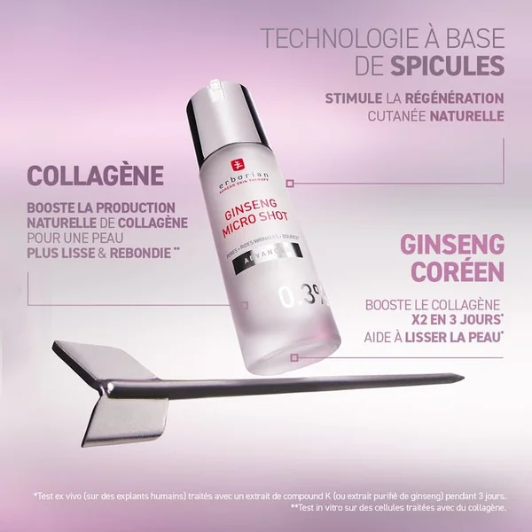 GINSENG MICRO SHOT 0.1% - Sérum Micro-Infusion Retexturant - Visage - Tous Types de Peaux, 30ml