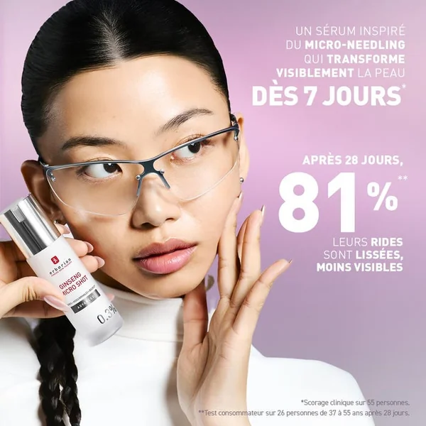 GINSENG MICRO SHOT 0.1% - Sérum Micro-Infusion Retexturant - Visage - Tous Types de Peaux, 30ml