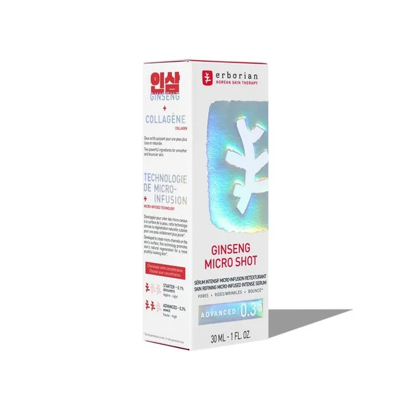 GINSENG MICRO SHOT 0.1% - Sérum Micro-Infusion Retexturant - Visage - Tous Types de Peaux, 30ml