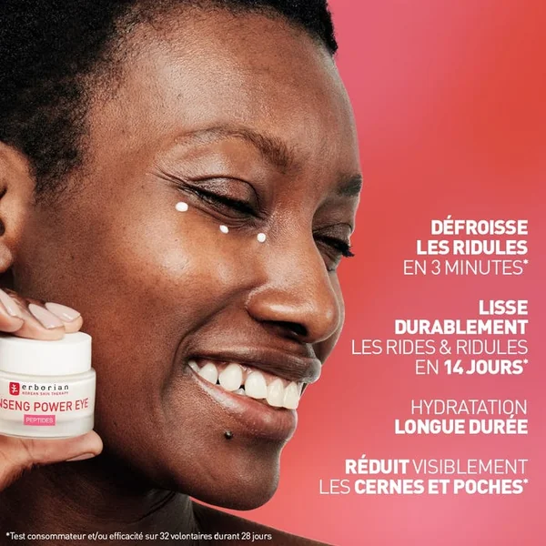GINSENG POWER EYE - Crème Yeux Lissante - Tous Types de Peaux, 15ml