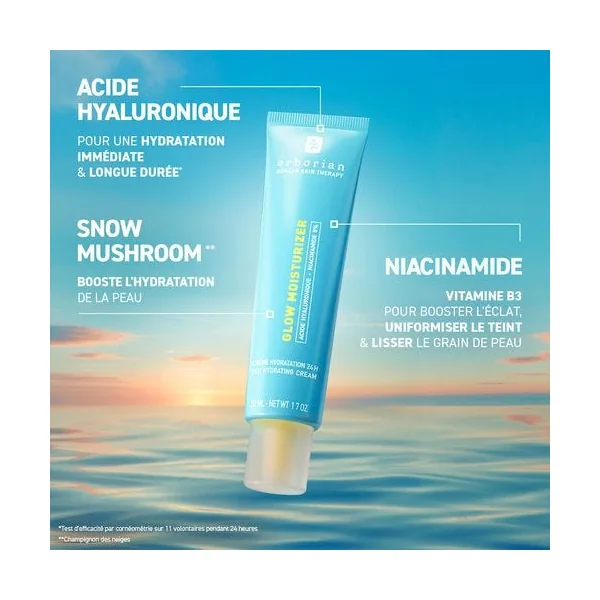 GLOW MOISTURIZER - Crème hydratation 24h - Tous Types de Peaux, 50ml