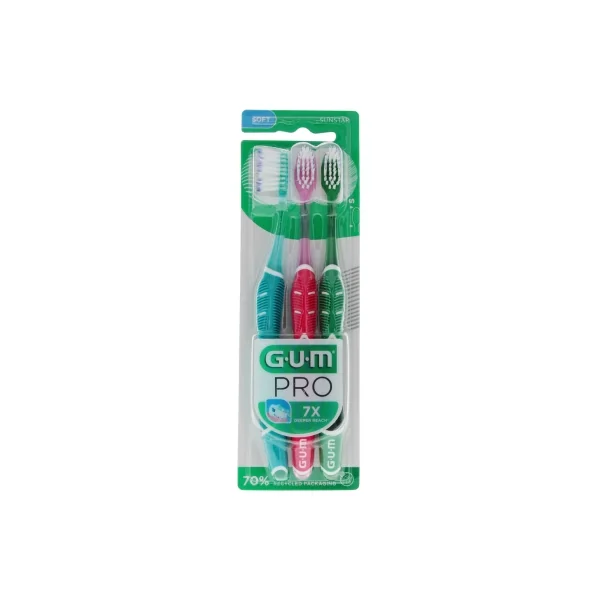 GUM PRO Brosse à Dents Souple Trio Pack