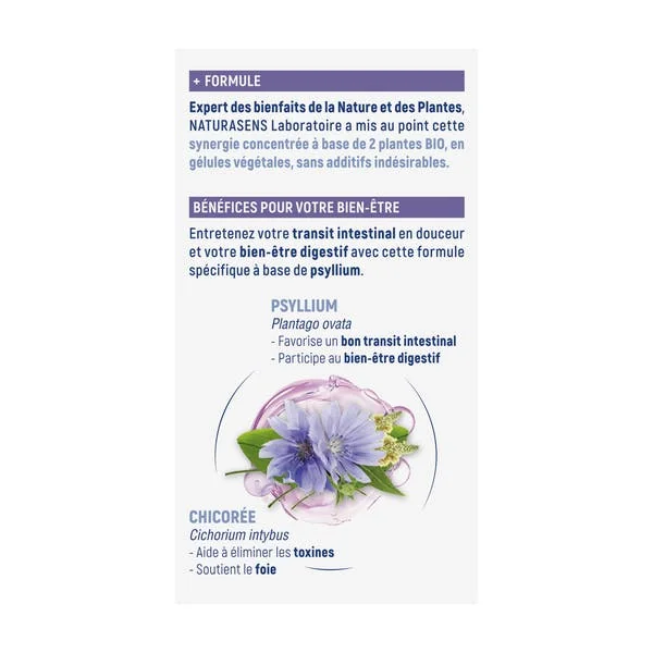 Gélule végétale Activateur Transit - Psyllium Chicorée - bio