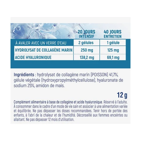 Gélule végétale Collagène marin + Acide Hyaluronique