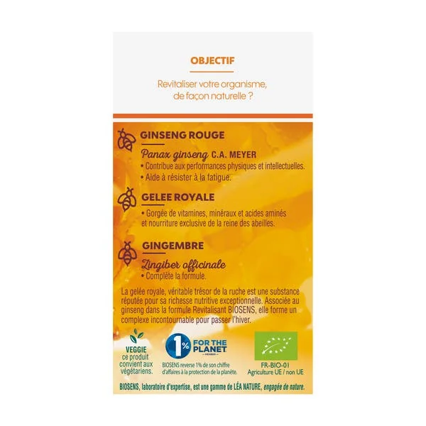 Gélule végétale Revitalisant Gingseng - Gelée Royale - bio