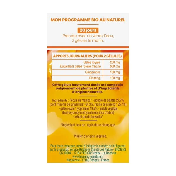 Gélule végétale Revitalisant Gingseng - Gelée Royale - bio