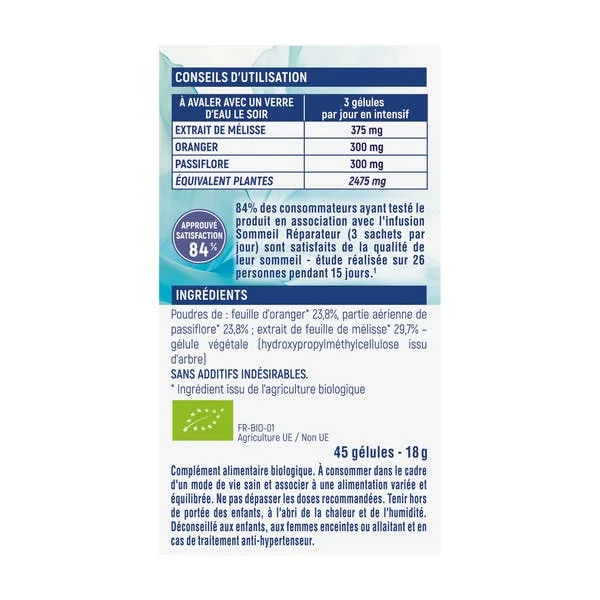 Gélule végétale Sommeil Sérénité - Mélisse Oranger Passiflore - bio