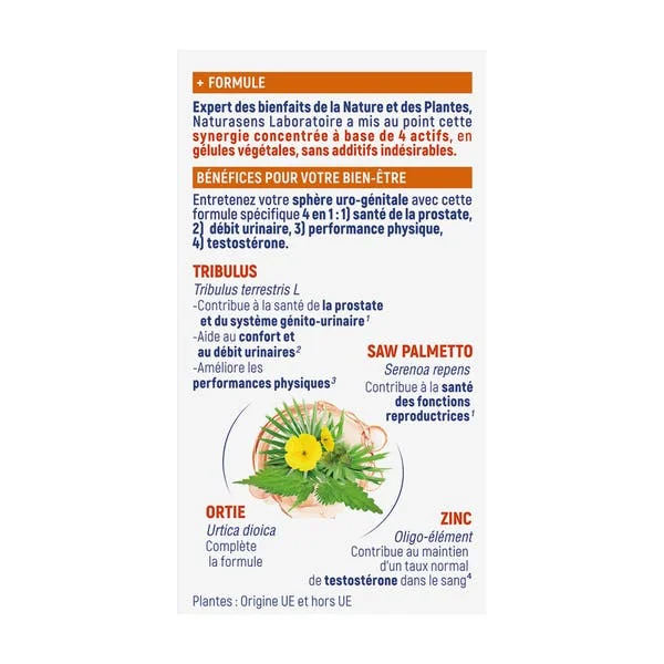 Gélules Prosta Control - Tribulus, Saw Palmetto, Zinc et Ortie