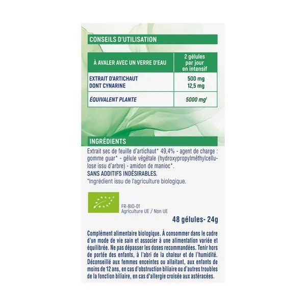 Gélules végétales Artichaut concentré - Bio - Détox & Perte de poids