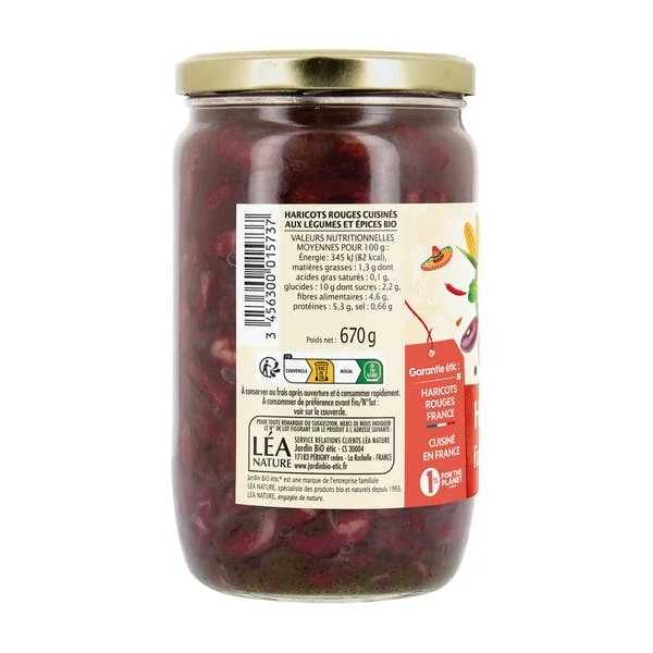Haricots rouges cuisinés aux légumes et épices Bio