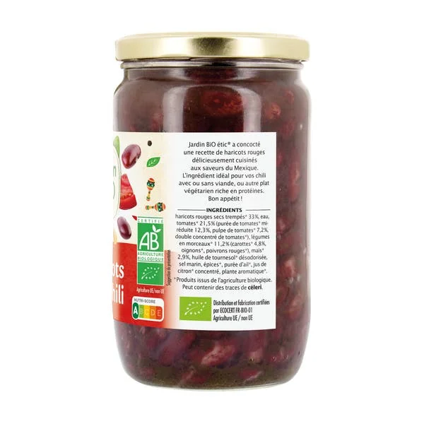 Haricots rouges cuisinés aux légumes et épices Bio