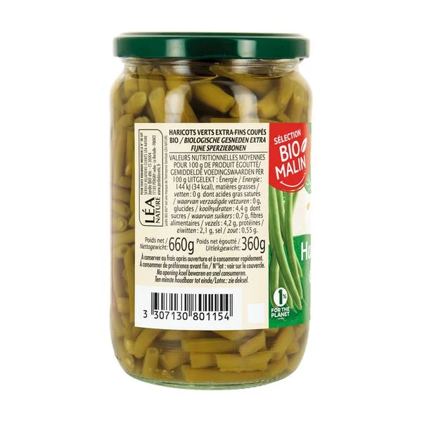 Haricots verts extra-fins coupés - bio