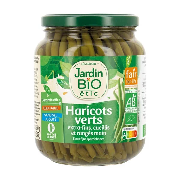 Haricots verts extra-fins sans Epices et Aromates ajouté - bio