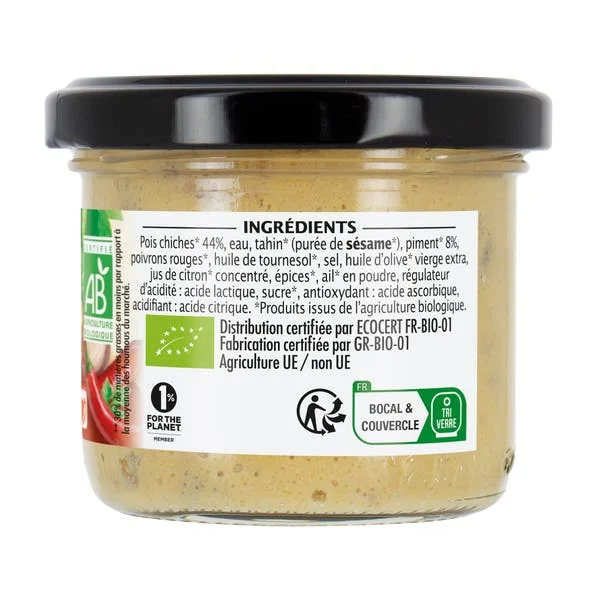 Houmous Piment doux bio