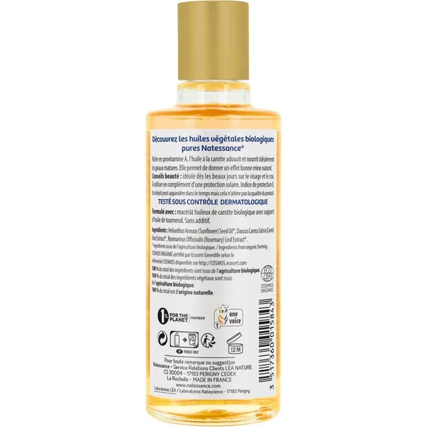 Huile de Carotte Bio - Visage et Corps - Tous Types de Peaux, 100ml