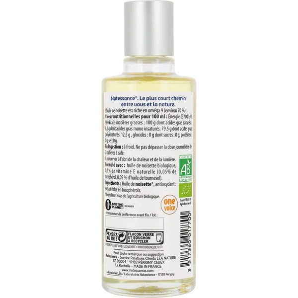 Huile de Noisette Bio - Visage et Corps - Peaux Sèches, 100ml