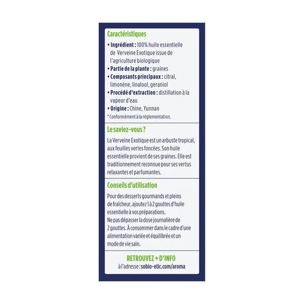 Huile essentielle Verveine Exotique Bio