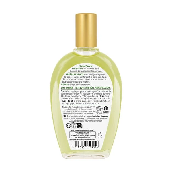 Huile végétale d'Avocat 100 % origine naturelle