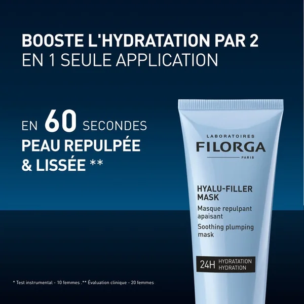 HYALU FILLER MASK - Masque Repulpant Apaisant - Visage - Tous Types de Peaux, 75ml