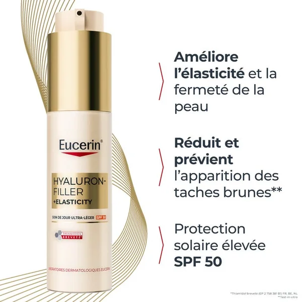 HYALURON-FILLER + ELASTICITY - Soin De Jour Ultra-Léger SPF50 - Visage - Tous Types de Peaux, 50ml