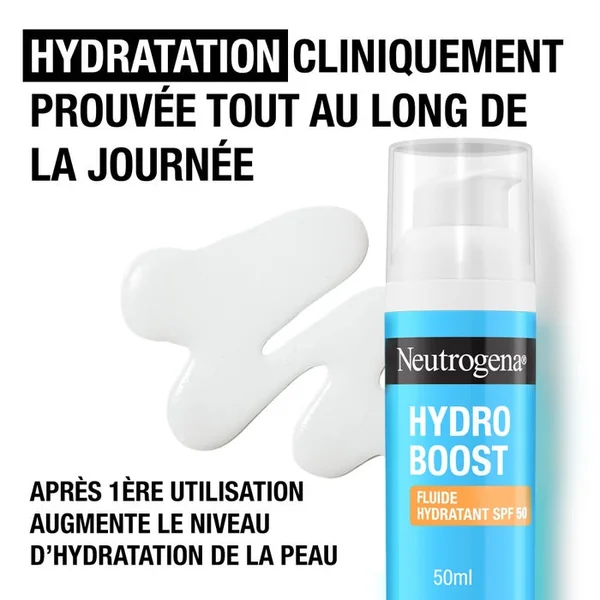 HYDRO BOOST - Fluide Hydratant SPF50 Sans Parfum - Tous Types de Peaux, 50ml