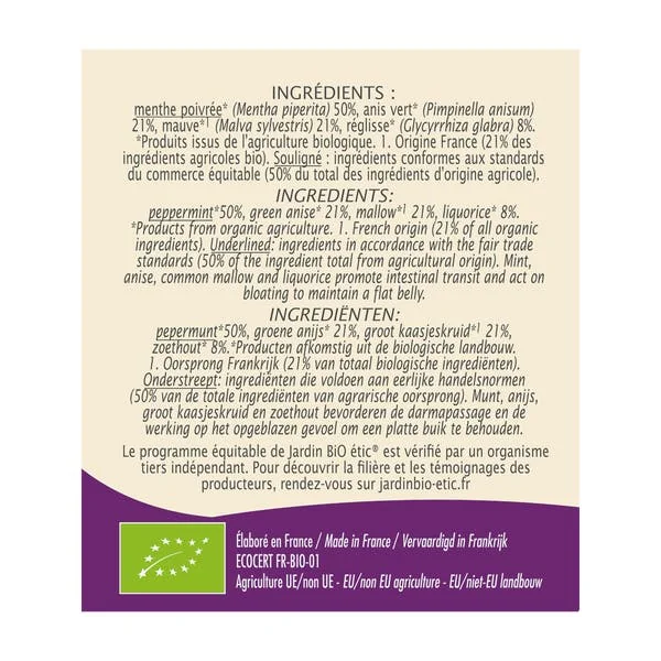 Infusion bio ventre plat