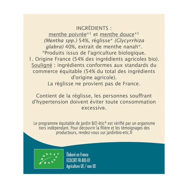 Infusion Menthes de France Réglisse