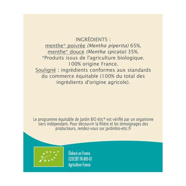 Infusion équitable Menthes de France - bio