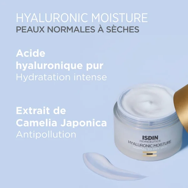 ISDINCEUTICS - Hyaluronic Moisture Crème Hydratante Légère - Visage - Peaux Normales à Sèches, 50ml