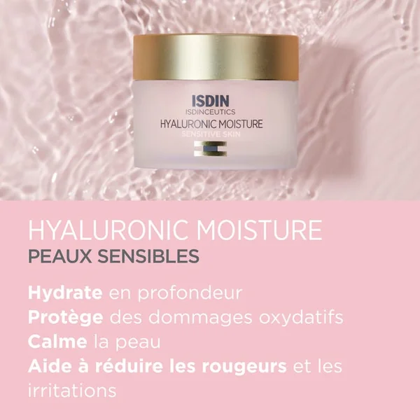 ISDINCEUTICS - Hyaluronic Moisture Crème Hydratante Légère - Visage - Peaux Sensibles Sujettes aux Rougeurs, 50ml