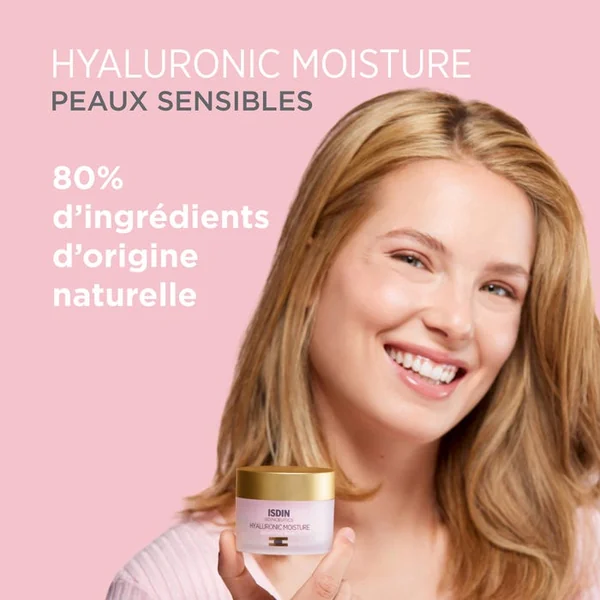 ISDINCEUTICS - Hyaluronic Moisture Crème Hydratante Légère - Visage - Peaux Sensibles Sujettes aux Rougeurs, 50ml