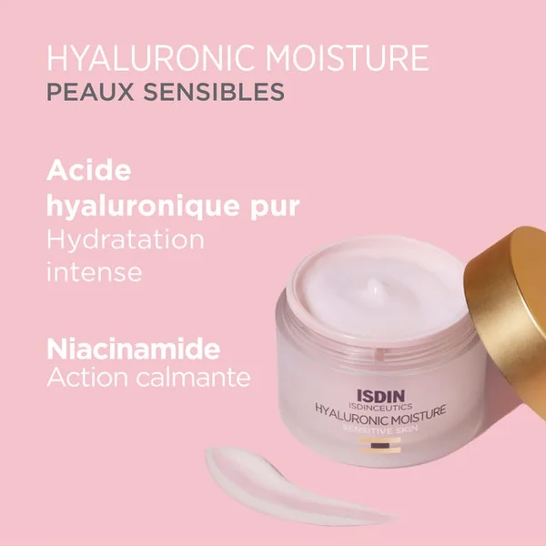 ISDINCEUTICS - Hyaluronic Moisture Crème Hydratante Légère - Visage - Peaux Sensibles Sujettes aux Rougeurs, 50ml
