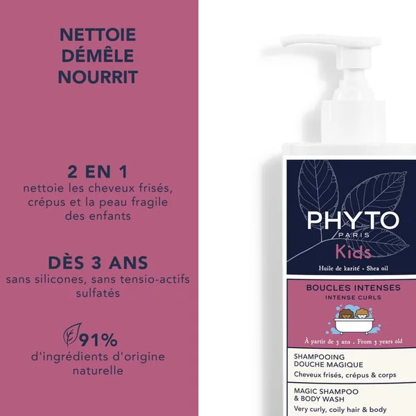 KIDS - BOUCLES INTENSES - Shampooing Douche Magique - Cheveux Frisés, Crépus et Corps, 400ml