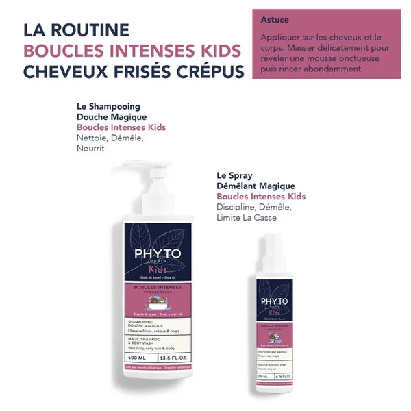 KIDS - BOUCLES INTENSES - Shampooing Douche Magique - Cheveux Frisés, Crépus et Corps, 400ml