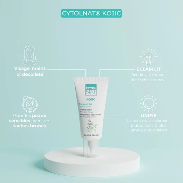 KOJIC - Crème Eclat Anti-Taches - Visage, Mains et Décolleté - Peaux Matures, 30ml