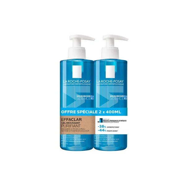 La Roche-Posay Effaclar Gel Moussant Purifiant Lot de 2 x 400 ml